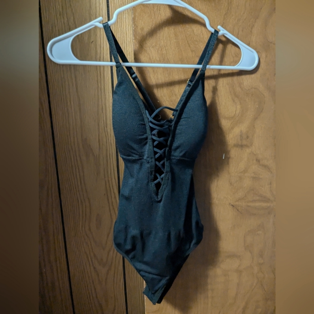 Black criss cross bodysuit